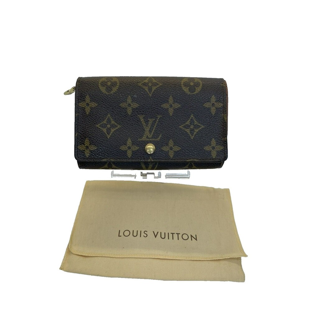 Louis Vuitton Monogram Porte Monnaie Billets Tresor Wallet Brown w/ Dust Bag/74
